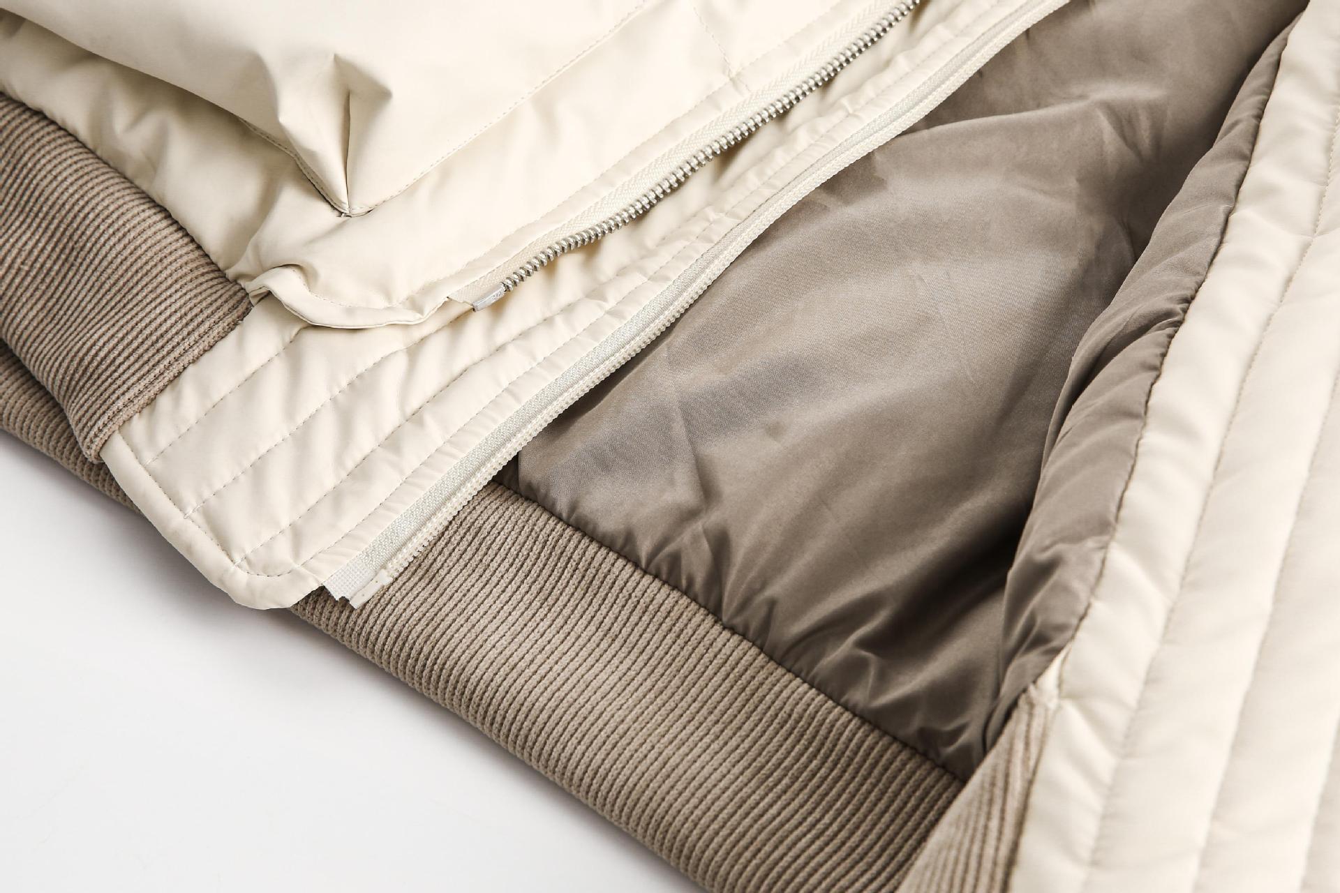 Unisex PU Stitching Cotton-Padded Jacket