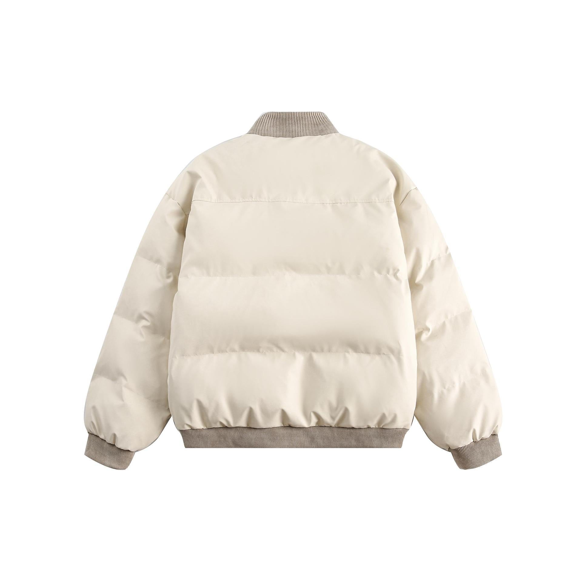 Unisex PU Stitching Cotton-Padded Jacket