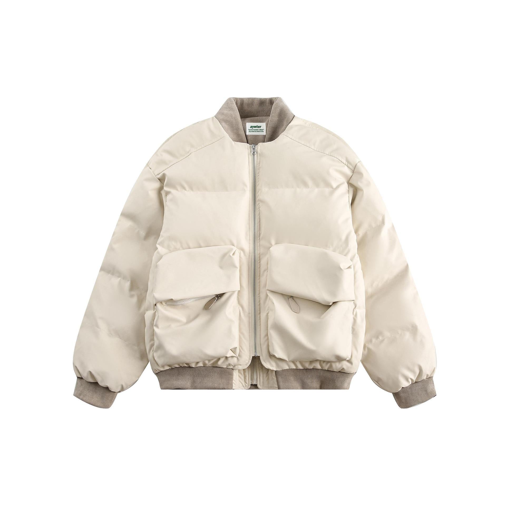 Unisex PU Stitching Cotton-Padded Jacket