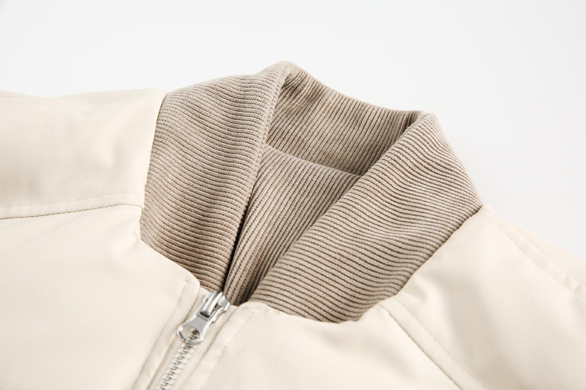 Unisex PU Stitching Cotton-Padded Jacket