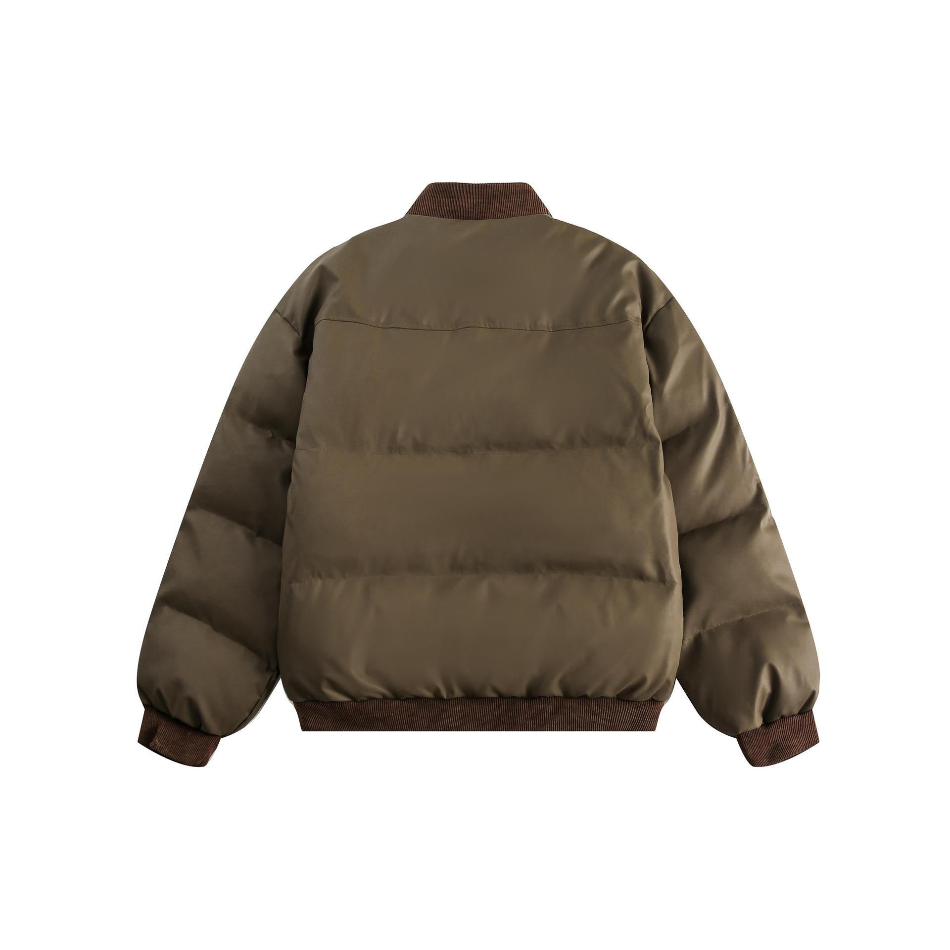 Unisex PU Stitching Cotton-Padded Jacket