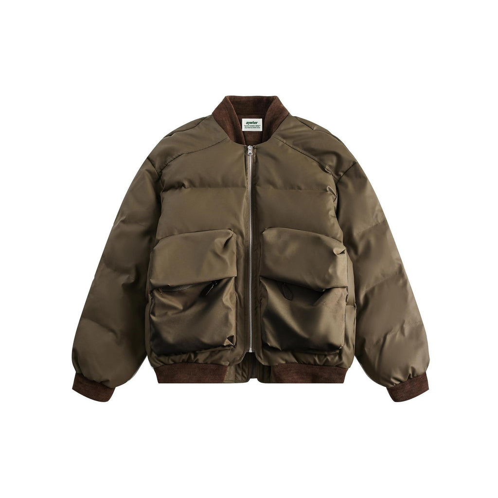 Unisex PU Stitching Cotton-Padded Jacket