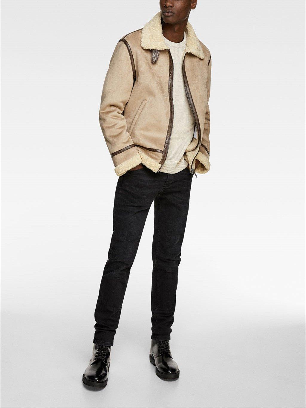 Suede Lapel Jacket – Soft Winter Coat with Casual Elegance in Solid Colors